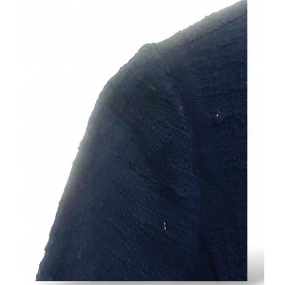 J. Crew Womens Navy Blue Sheath Dress Frayed Trim Sz 6 Classic Bodycon Boucle - Picture 6 of 13